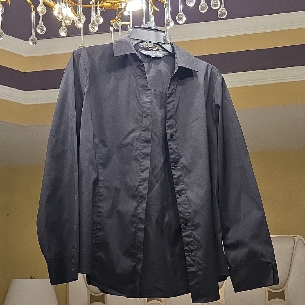 Ming Wang Women Black Button Down Shirt EUC